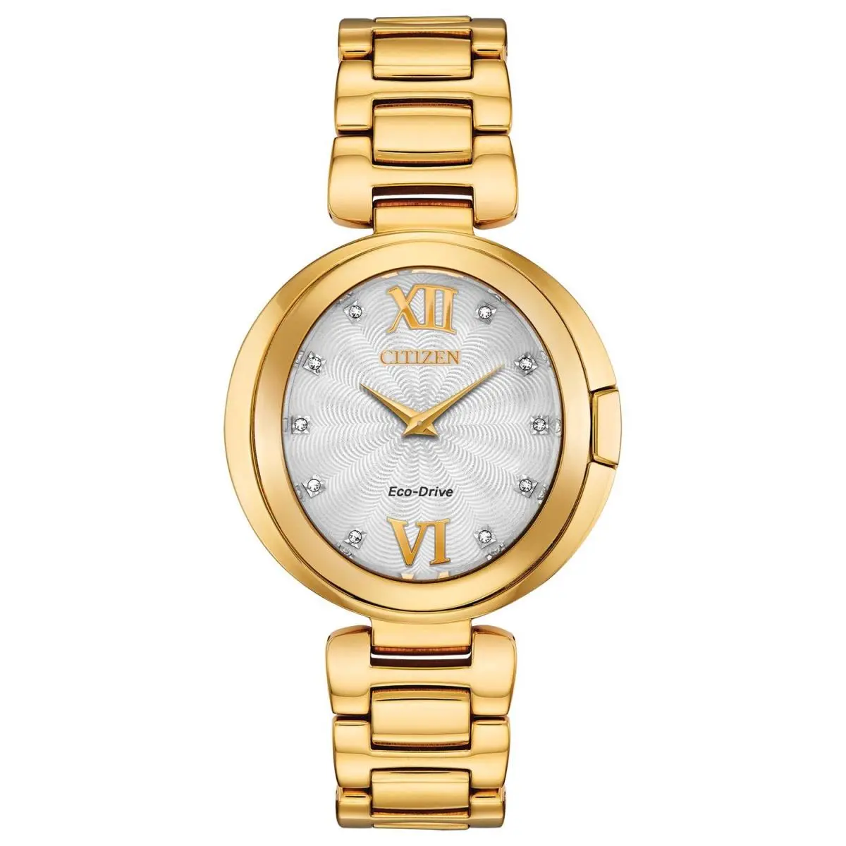 Citizen EX1512-53A Women Eco-drive Stainless Steel Elegant Dress Watch - Gold tone, Dial: Silver, Band: Gold