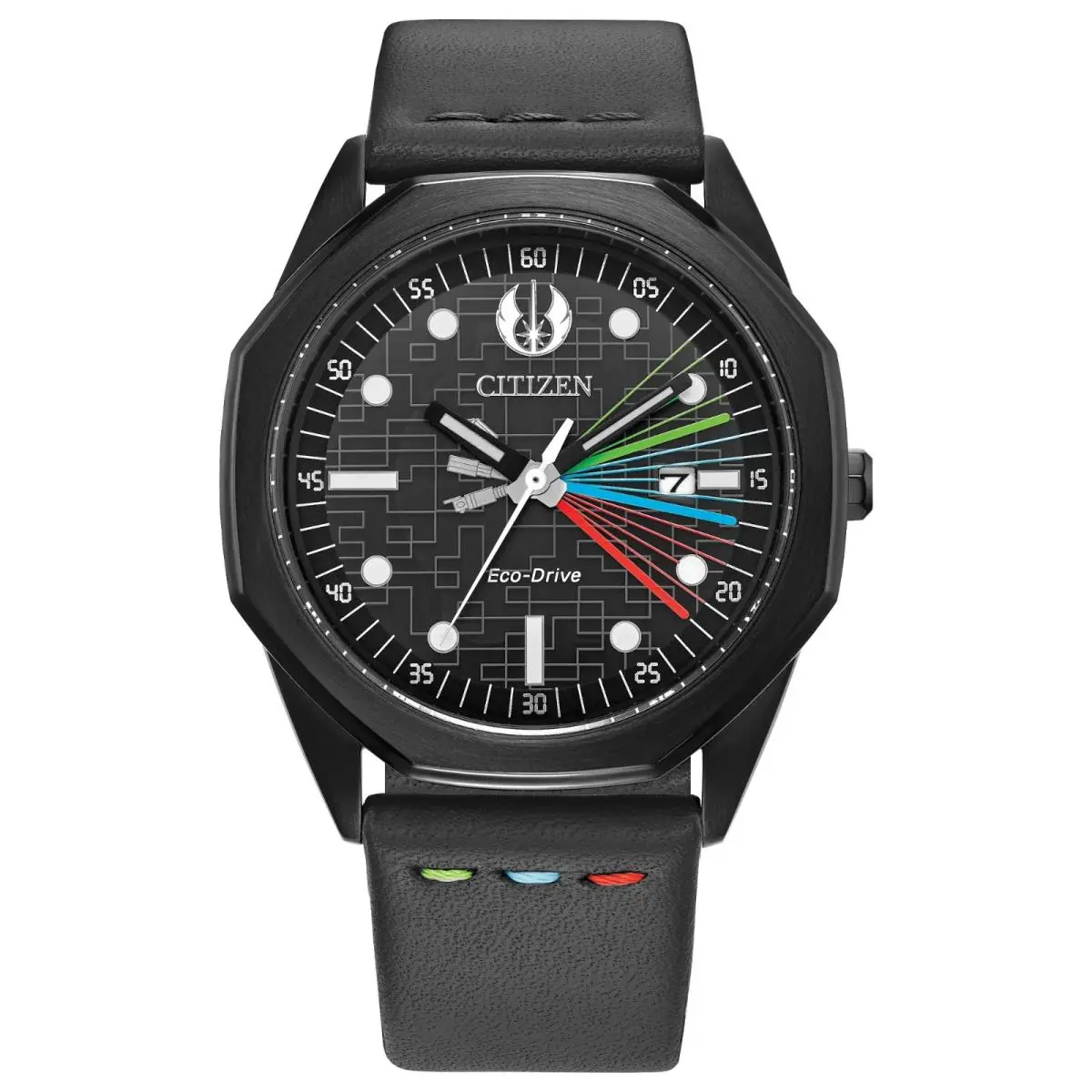 Citizen Star Wars Jedi Master Black Dial Eco-drive Men`s Watch BM7498-00W - Dial: Black, Band: Gray, Bezel: Black