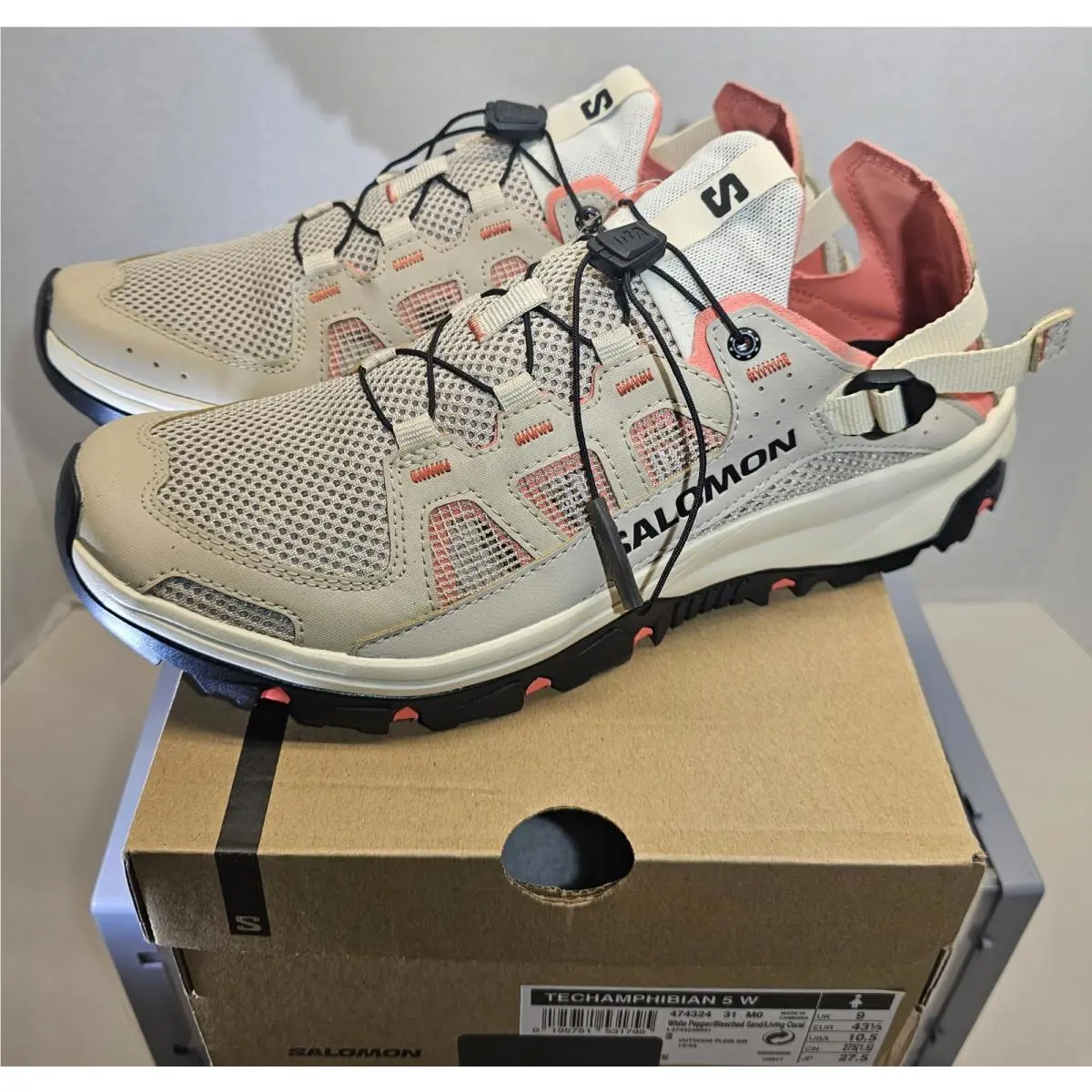 Salomon shoes - Salomon TECHAMPHIBIAN 5 - TECHAMPHIBIAN - L4843240031 - White Pepper/Bleached Sand/Living Coral 1