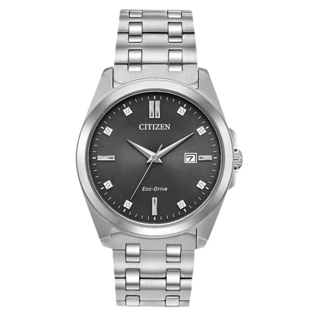 Citizen Men`s Corso Black Dial Watch - BM7100-59H - Dial: Gray, Black, Band: Silver, Multicolor, Bezel: Silver, Black