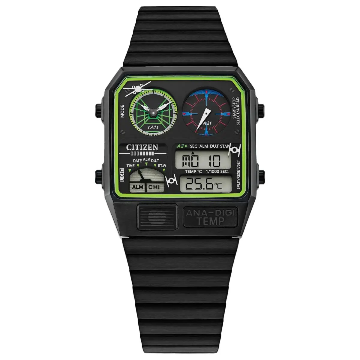 Citizen Trench Run Star Wars Gold Tone Digital Black Watch JG2109-50W