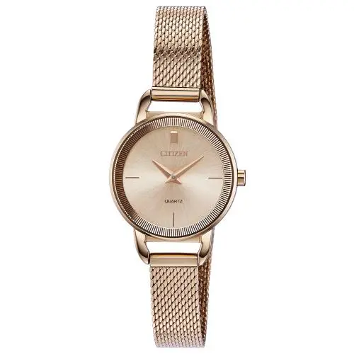 Citizen Rose Gold Tone Stainless Steel Mesh Women`s Watch EZ7003-51X