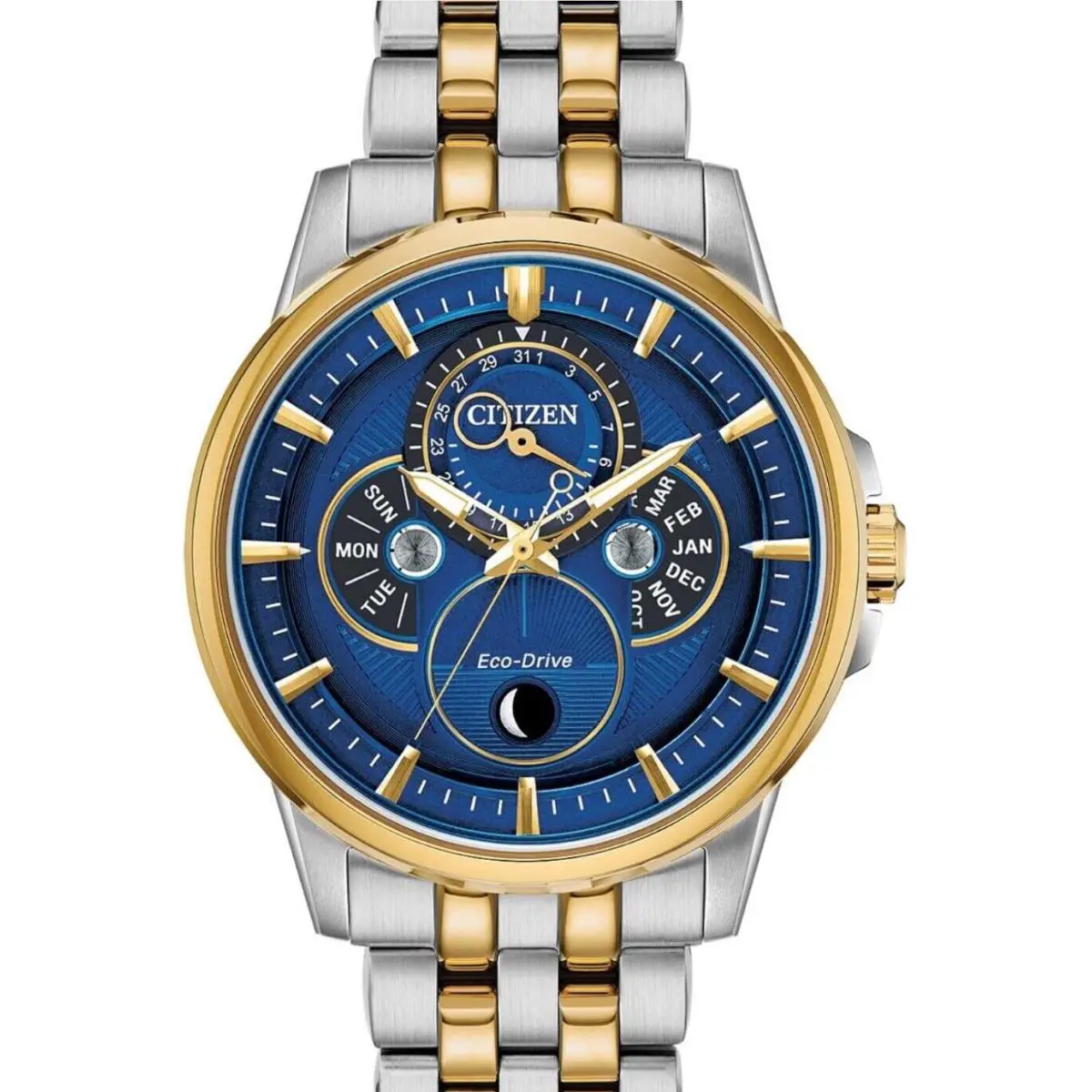 Citizen Eco-drive Calendrier Moon-phase Two-tone Men`s Watch BU0054-52L