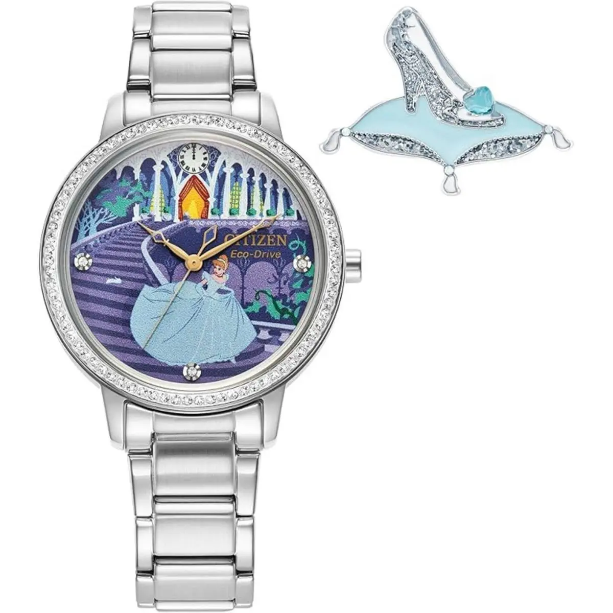 Women`s Watch and Pin Gift Set Cindrella Steel Bracelet FE7041-51W by Citizen