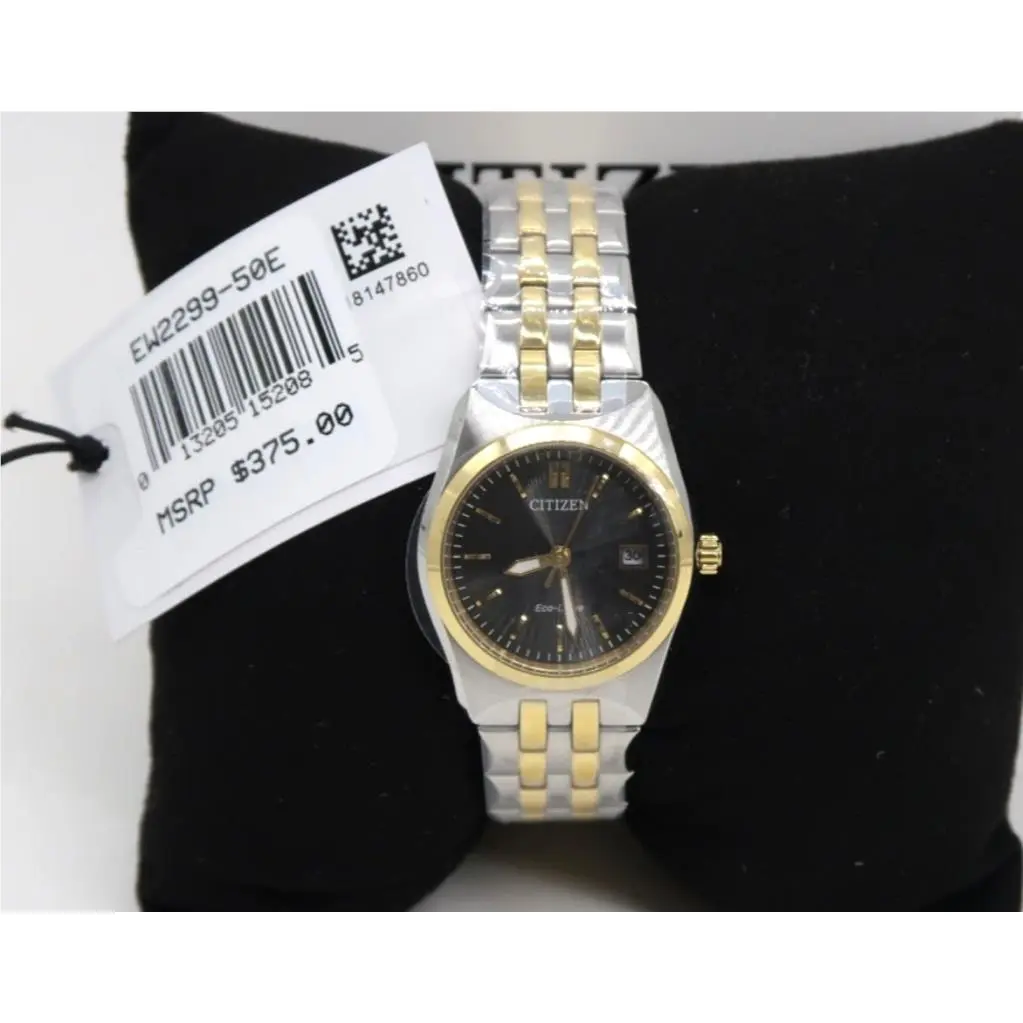 Citizen Eco-drive Corso Women`s Black Dial Two Tone Classic Watch EW229950E