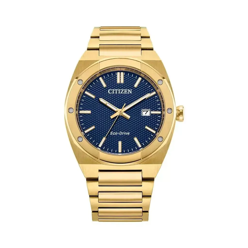 Citizen Men`s Eco-drive Blue Dial Yellow Gold Tone Watch - BM7662-59L