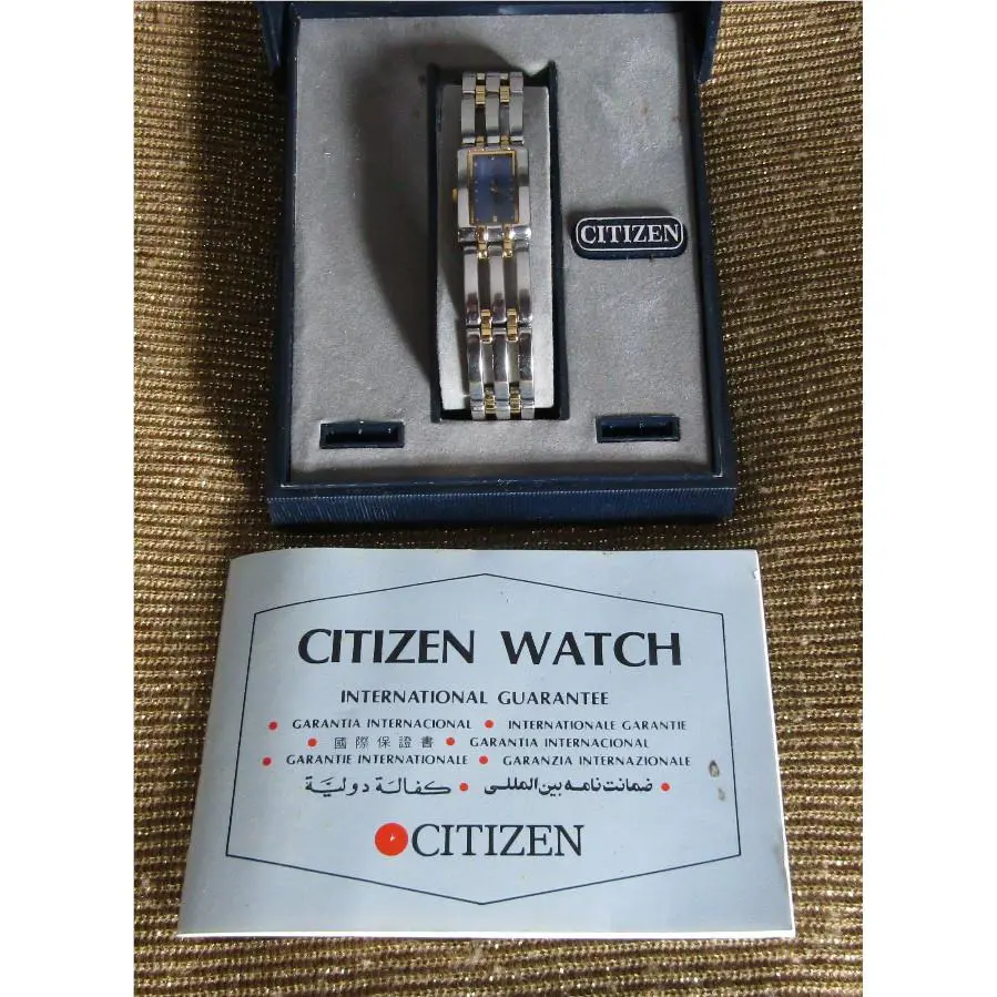 Vtg Citizen 5421-H24148 Elegance Rectangle Tank Two-tone Ladies Watch W/box