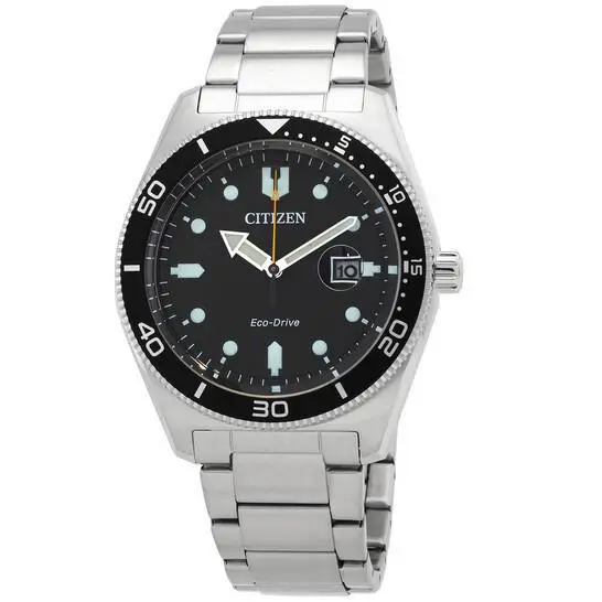 Citizen AW1760-81E Men`s Eco-drive Stainless Steel Black Dial Watch