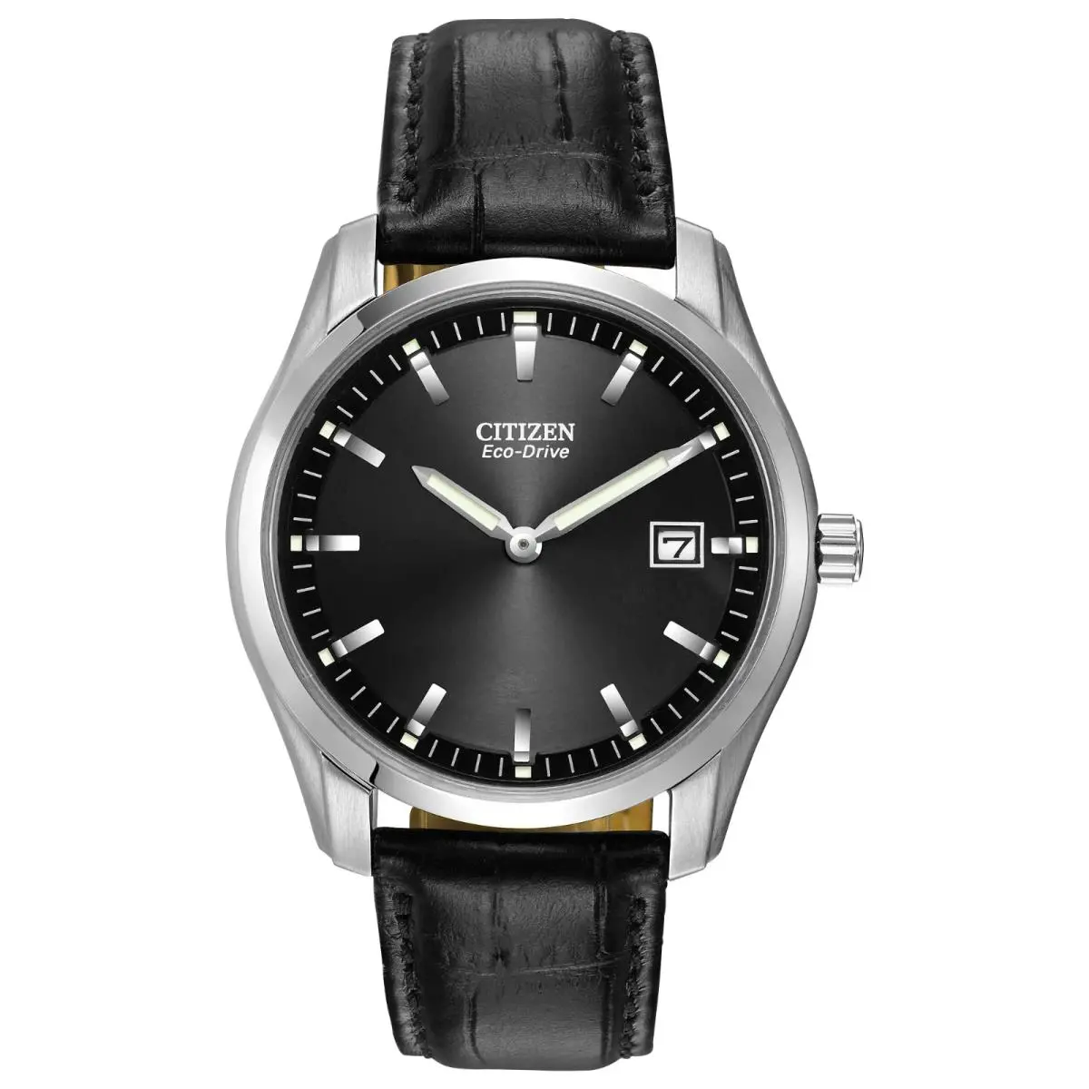 Citizen Men`s Eco Drive Black Dial Black Leather Watch - AU1040-08E