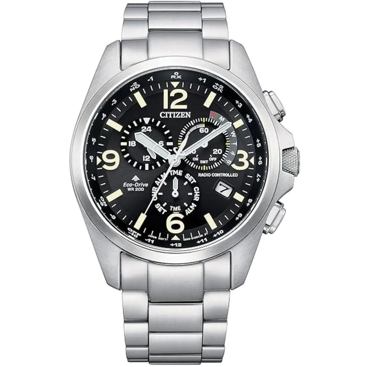 Citizen Men`s Watch Promaster Land Alarm Black Dial Steel Bracelet CB5921-59E