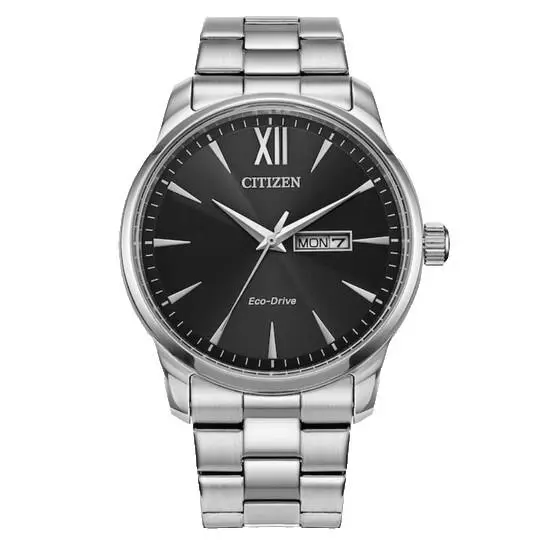 Citizen Eco-drive BM8551-54E Black Dial Silver Bracelet 42MM Mens Watch