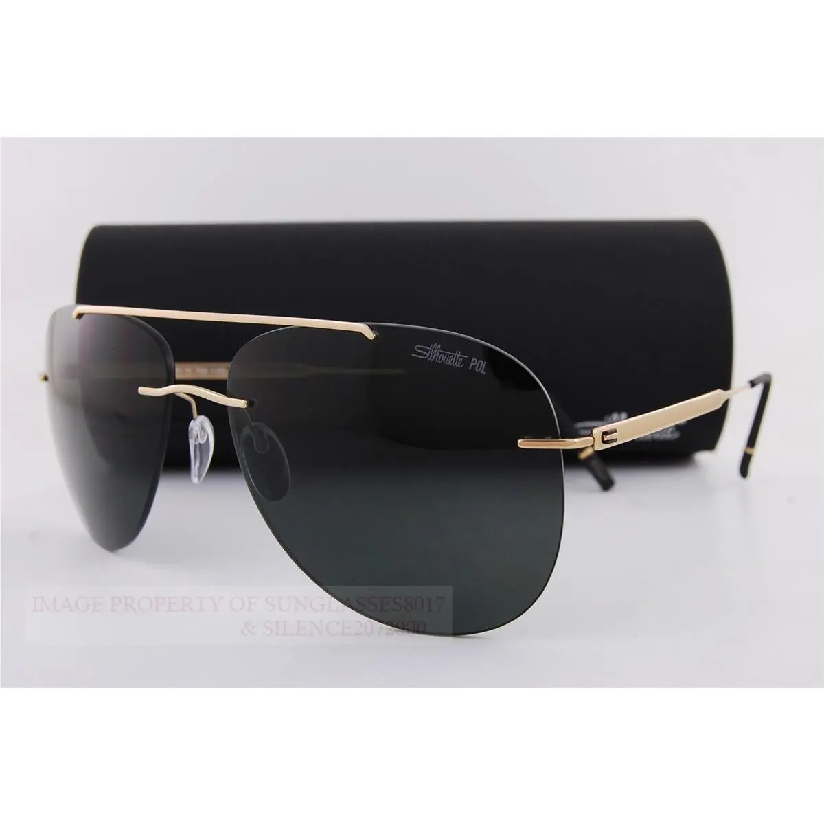 Rimless Sunglasses Canatara 8751 7530 Gold/polarized Green by Silhouette