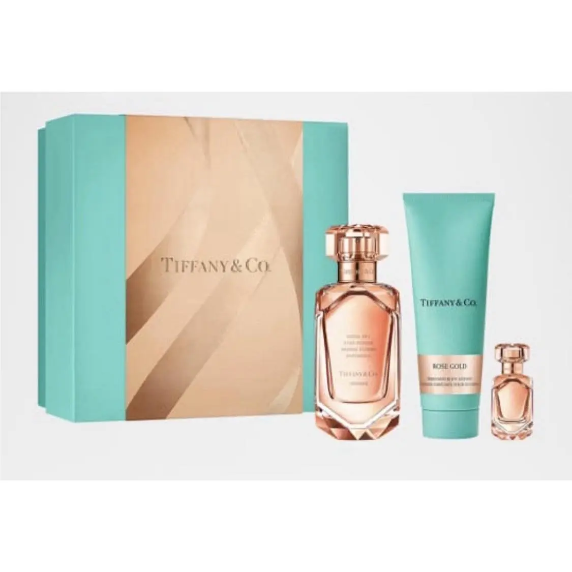Tiffany Co. Rose Gold 3pc Set 2.5oz Rose Gold Edp +3.3oz B/lotion + 5ml Mini