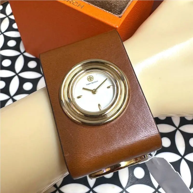 Tory Burch Women`s Brown Leather Cuff Strap Watch TBW7020