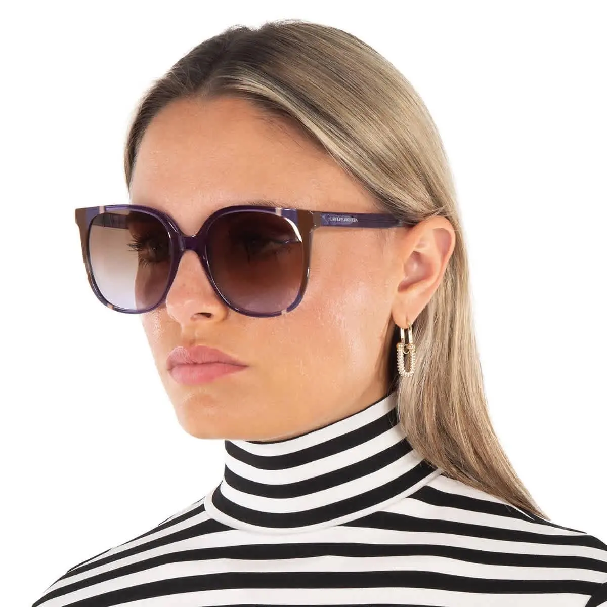 Carolina Herrera Brown Shaded Violet Square Ladies Sunglasses CH 0062/S 0E53/QR