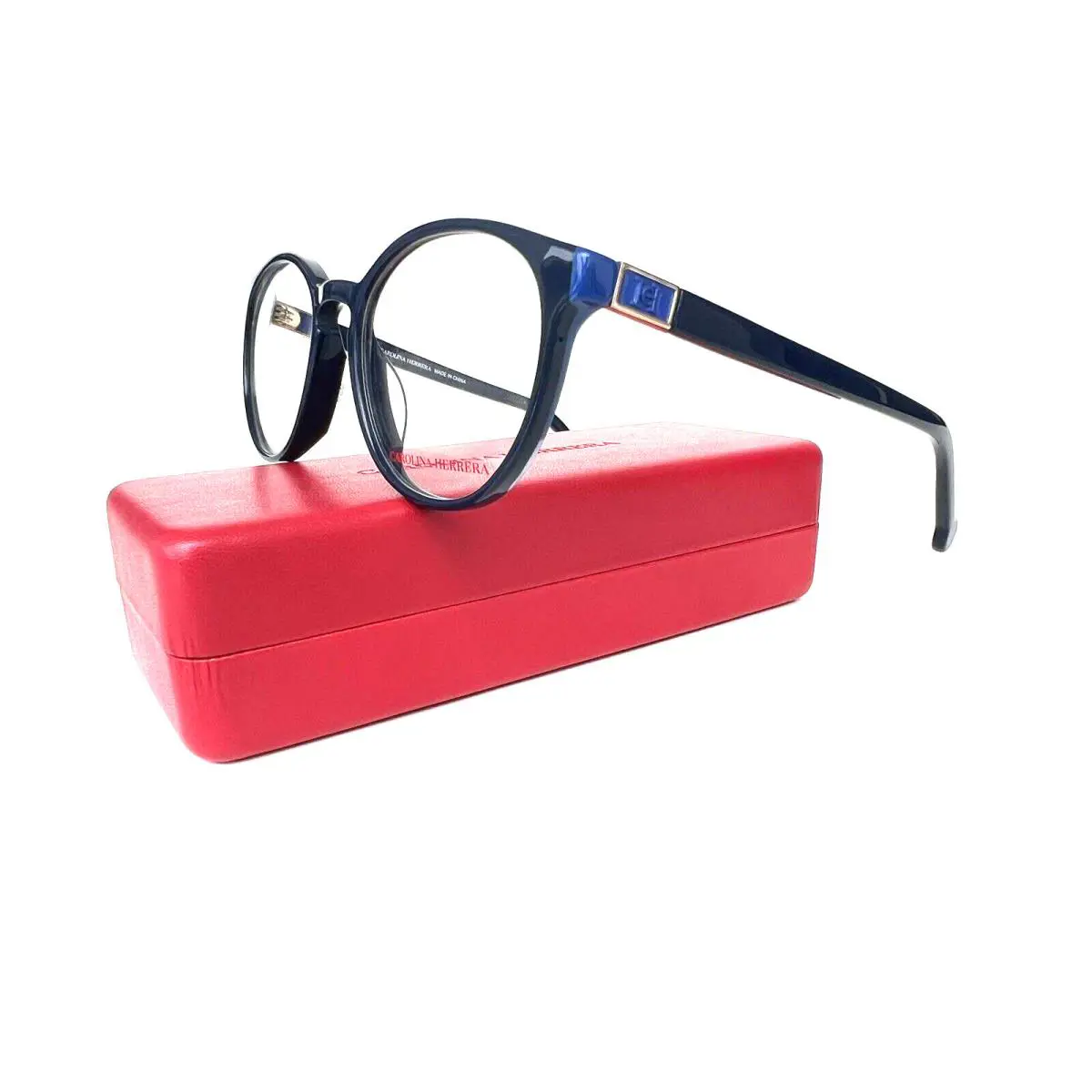 Carolina Herrera Frames Round Navy Blue VHE875K 0991 50 18 140 Eyeglasses - Frame: Blue