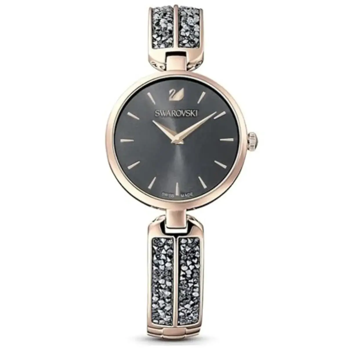 Black Dial Grey Crystal Champagne Gold Tone Bracelet Watch 5519315 by Swarovski