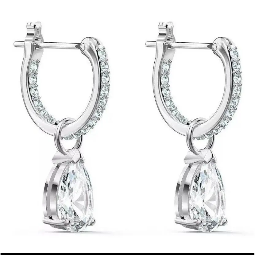 Swarovski PE Mini Hoop Pear Clear Crystal Earrings 5563119