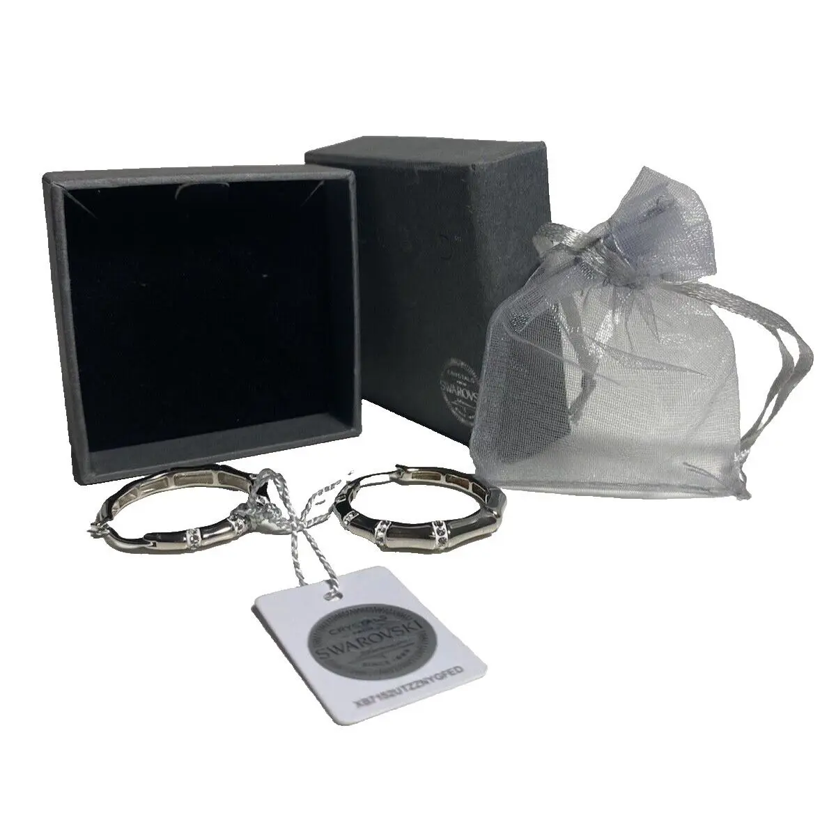 Crystal Mini Hoop Earrings Silver with Crystal Details Womens Gift by Swarovski