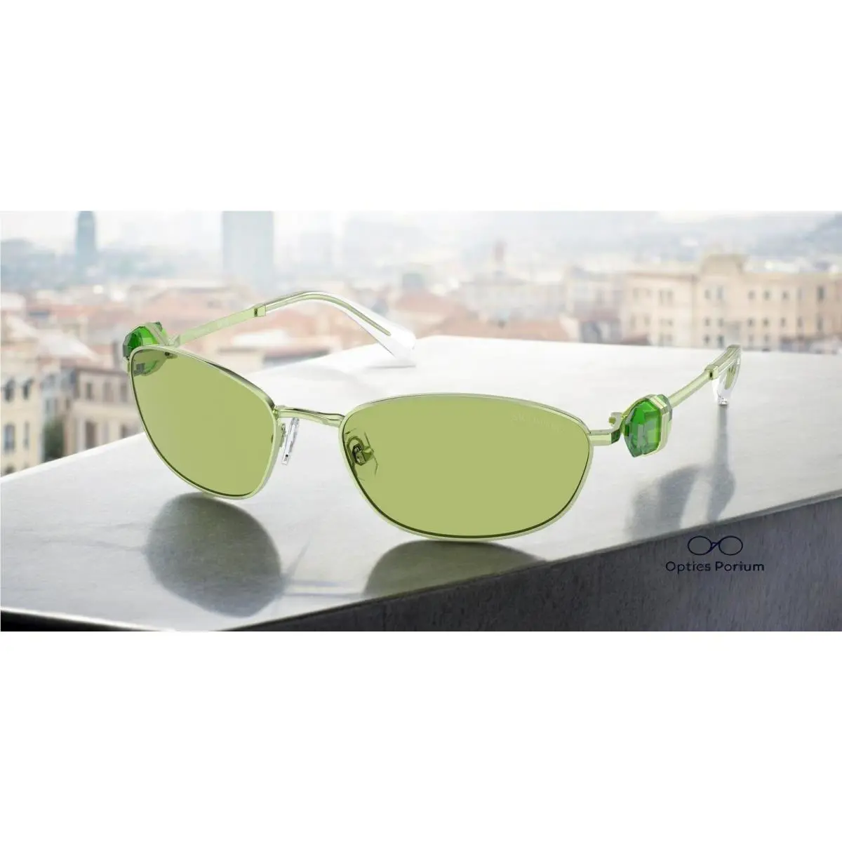 Swarovski SK7010 400630 Green Light Mirror Silver 59 mm Women`s Sunglasses