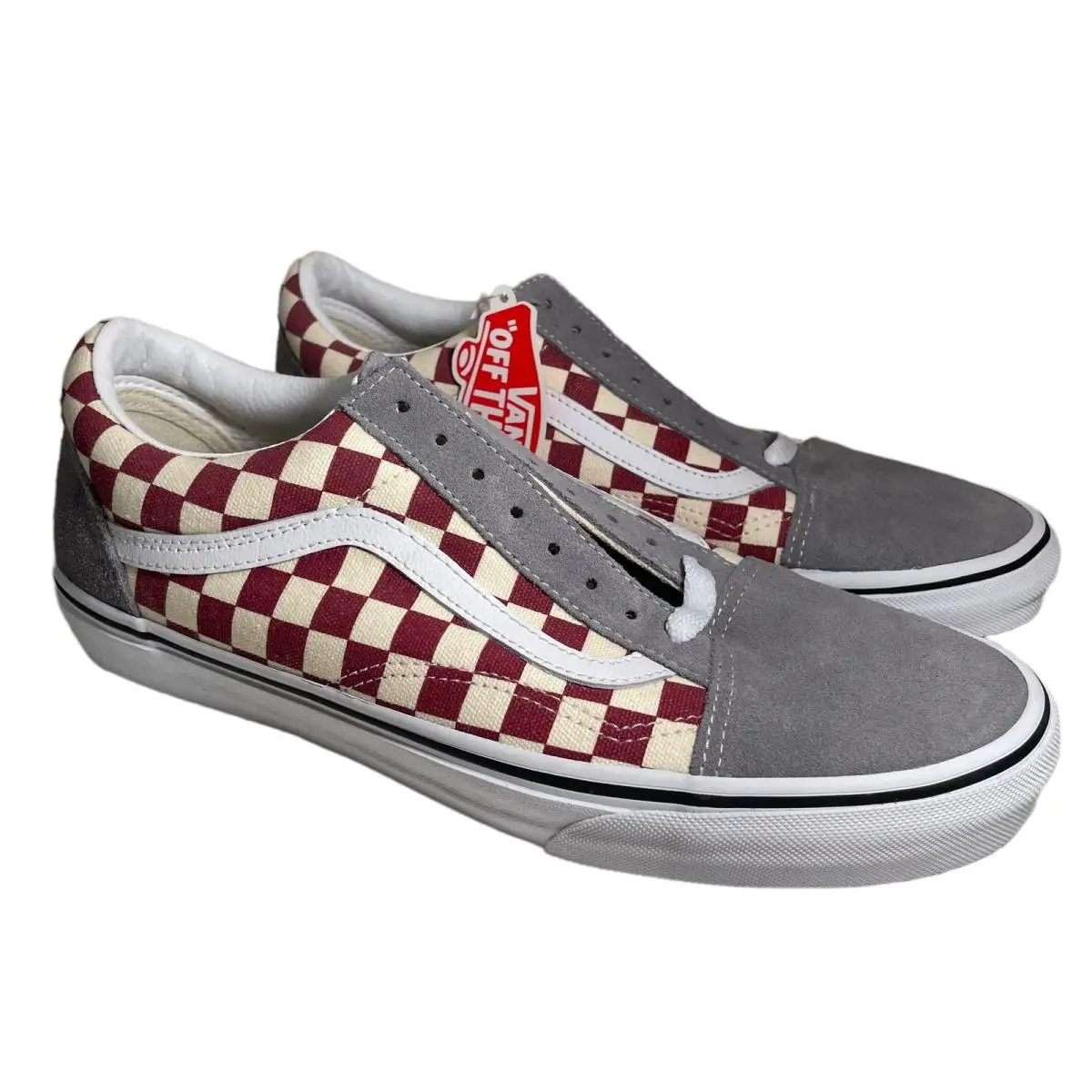 Vans Old Skool Sneaker Check Frost Gray Rhubarb Size M9.5 W11.0 VN0003Z6ICJ