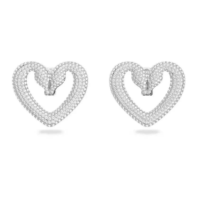 Swarovski Una Clip Earrings Heart Swan Large White 5626172
