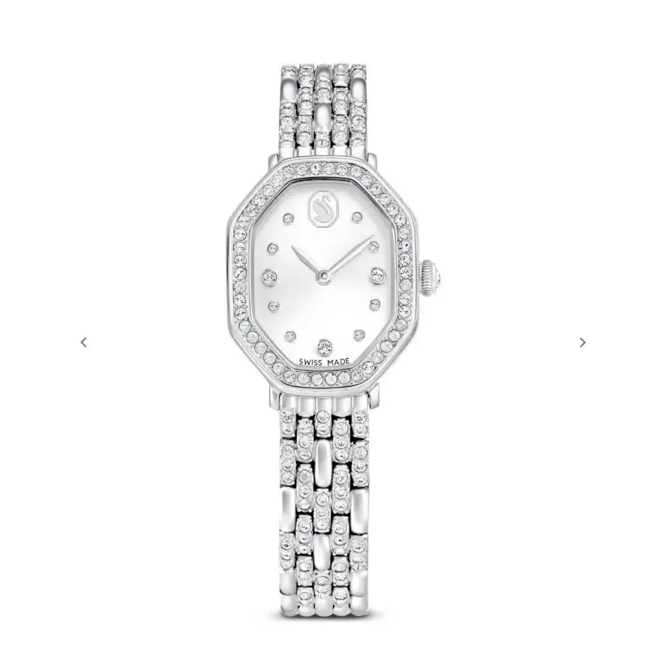 Swarovski Dextera Octagon Watch Silver Tone Stainless Steel Bracelet Swiss Made