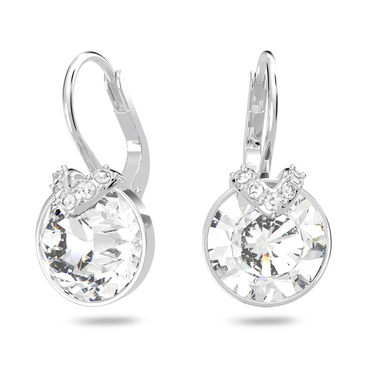 Swarovski Bella Drop Pierced Earrings with Round White Swarovski Crystals