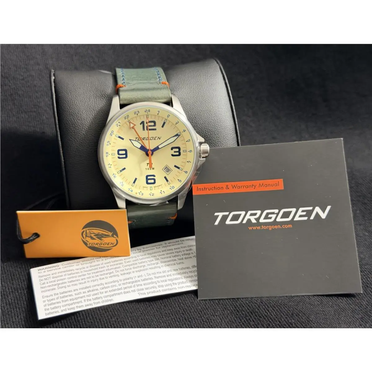 TN-1096 T9 Lazuli Gmt 42mm Green Leather Strap by Torgoen