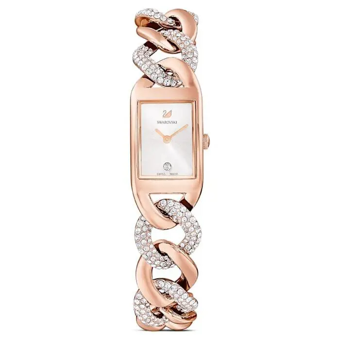 Swarovski Cocktail Watch Swiss Made Metal Bracelet Rose Gold Tone 5519327