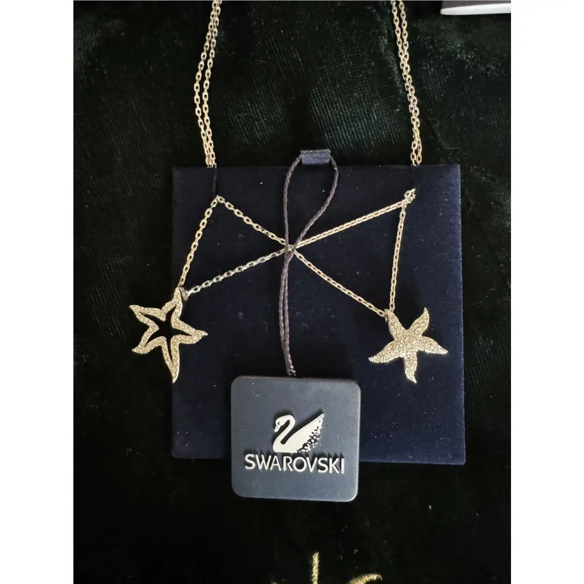 Swarovski Starfish Necklace Double Pendants Chains 1hook Crystals 15-18 Inch