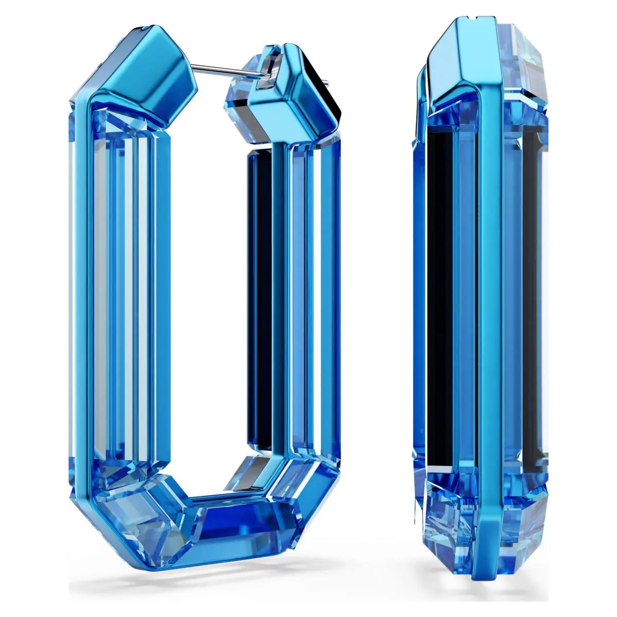 Lucent Blue Octagon Crystals Statement Hoop Earrings Geometric 5633950 by Swarovski