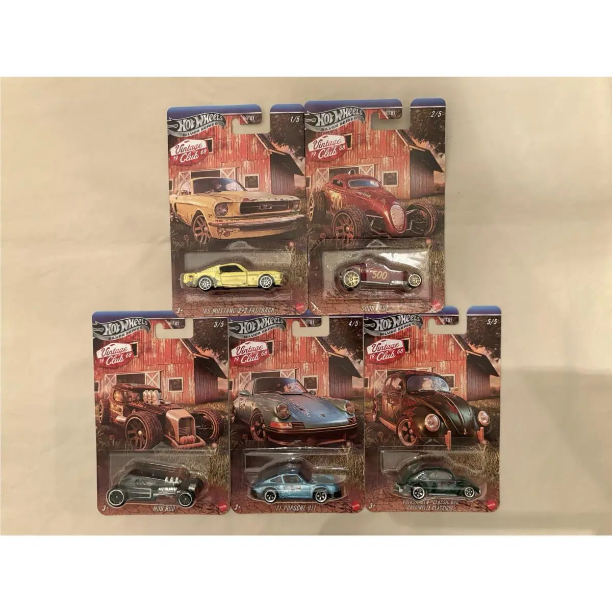 Hotwheels Silver Series Vintage Club 1968 Complete Set Of 5 Cars