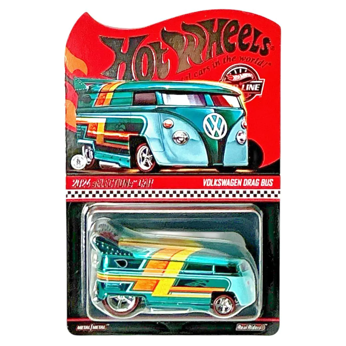 Hot Wheels Rlc 2024 Selections Car Volkswagen Drag Bus with Real Riders - Multi-Color