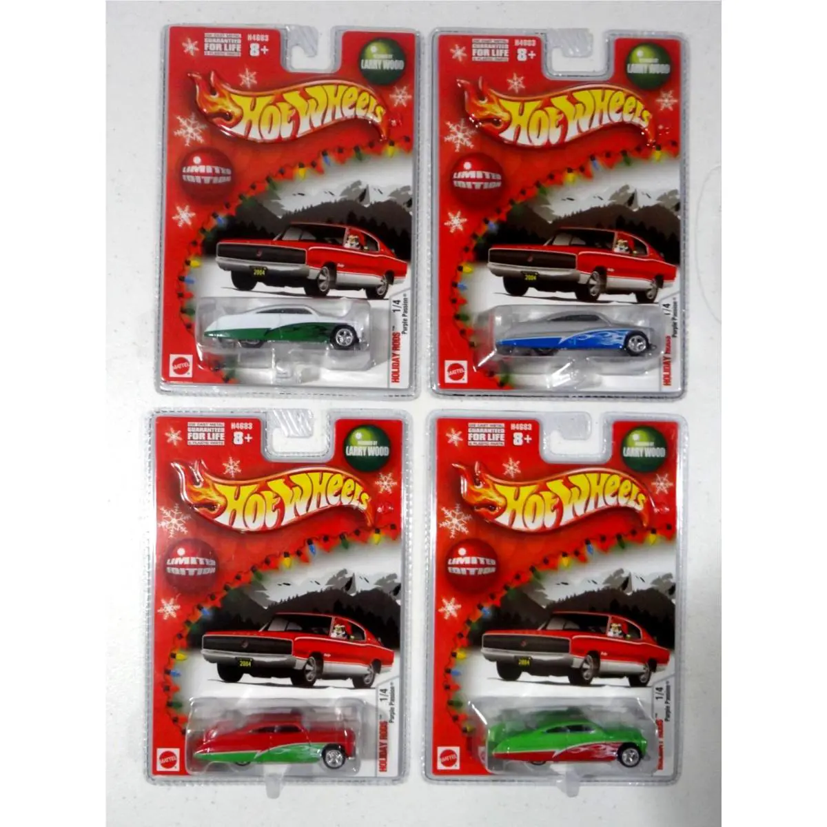 Hot Wheels 2004 Holiday Rods Purple Passion Set of 4 Different Colors Limited