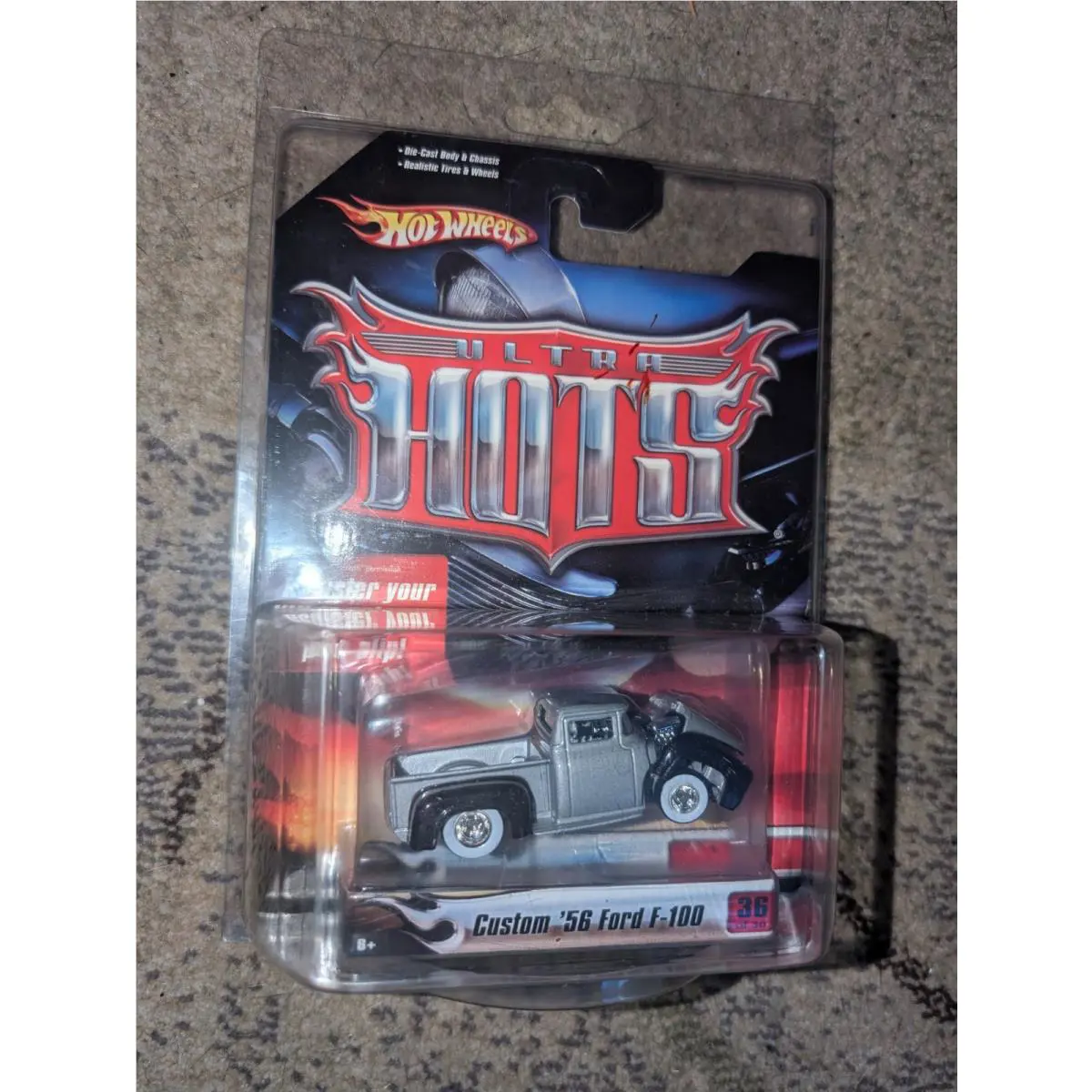 Hot Wheels Flying Ultra Hots 56 Ford F 100 Black Silver 36/36 Real Real Riders