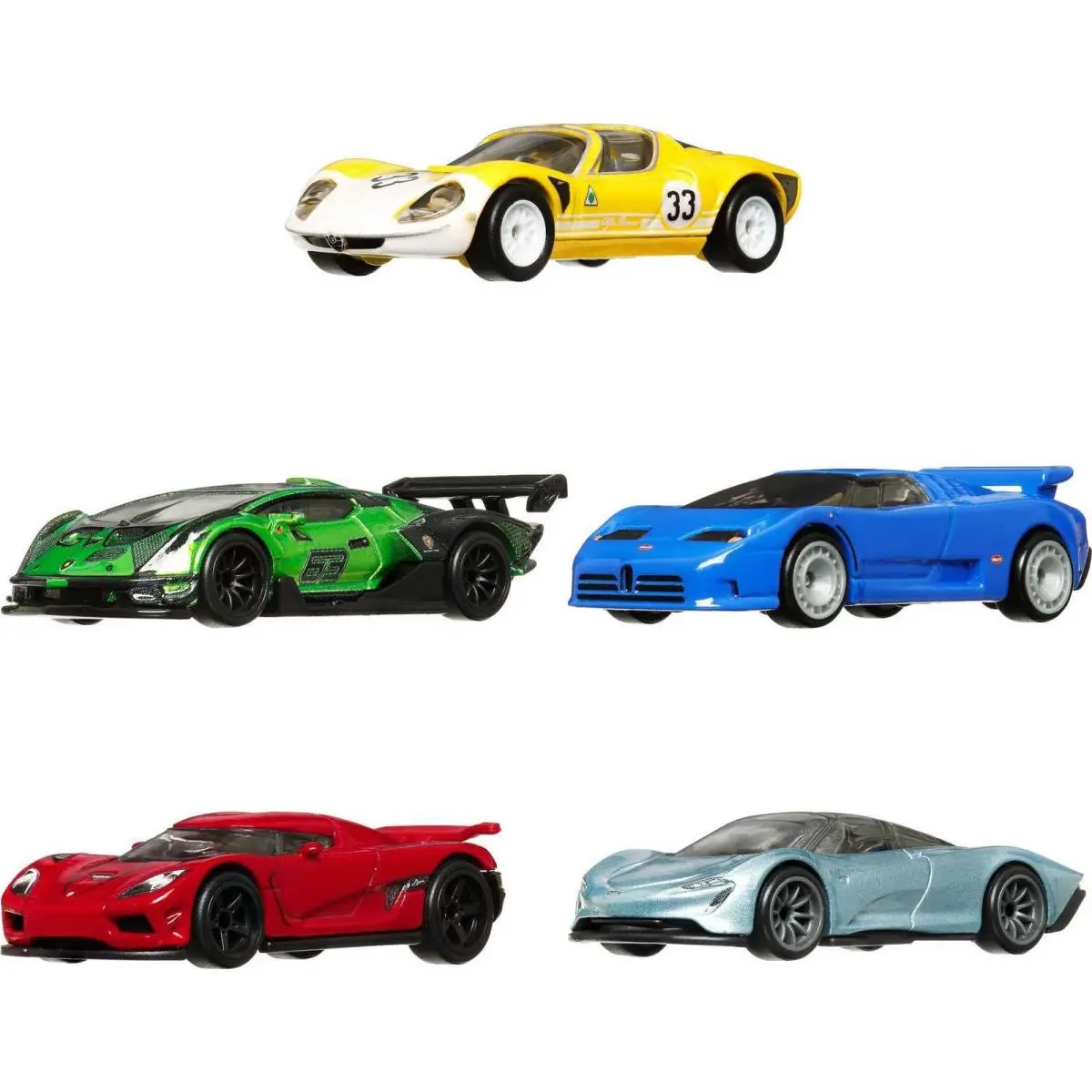 Car Culture Speed Machines 5-Pack of Toy Cars Full Metal Body Real Riders Tire