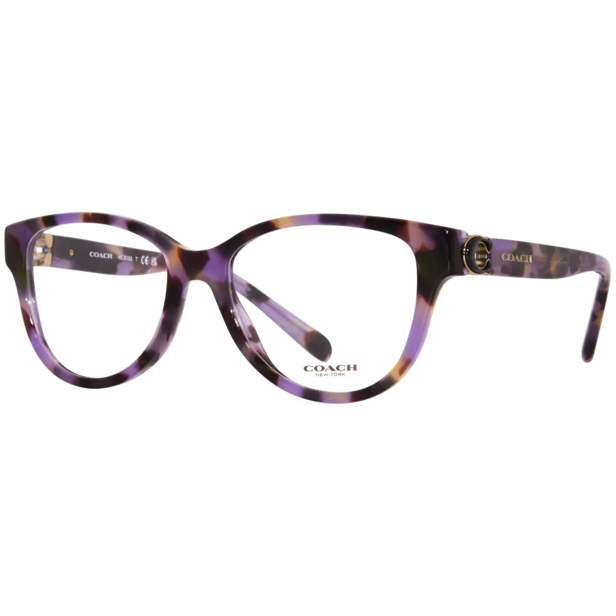 Coach HC6153 5612 Eyeglasses Women`s Purple Tortoise Full Rim Round Shape 51mm