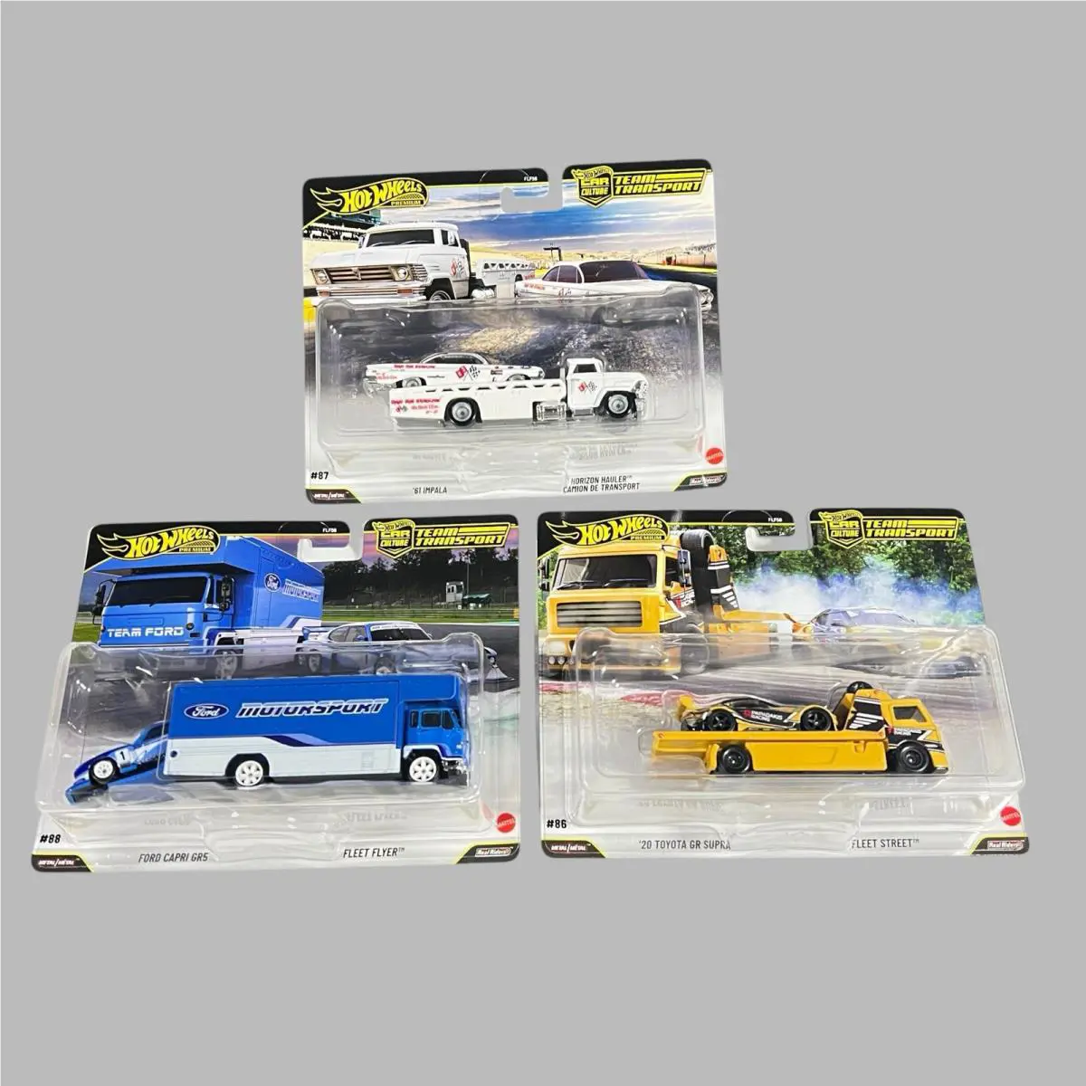 2026 Hot Wheels Car Culture Team Transport Toyota Supra Chevy Impala Ford Capri - Multi-Color