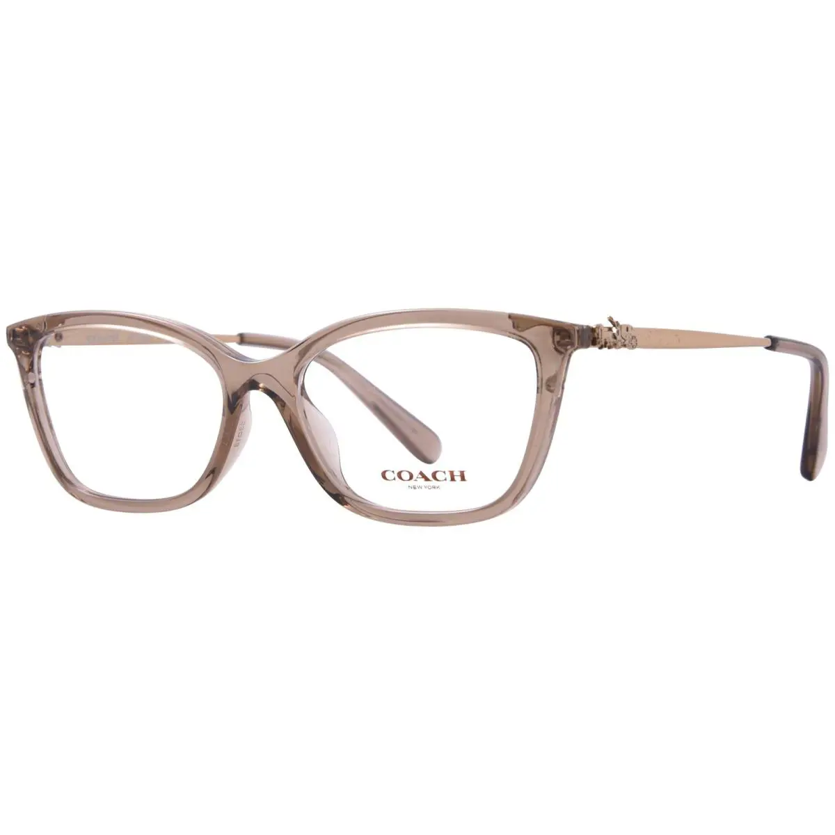 Coach HC6146U 5561 Eyeglasses Women`s Transparent Brown Rectangle Shape 53mm