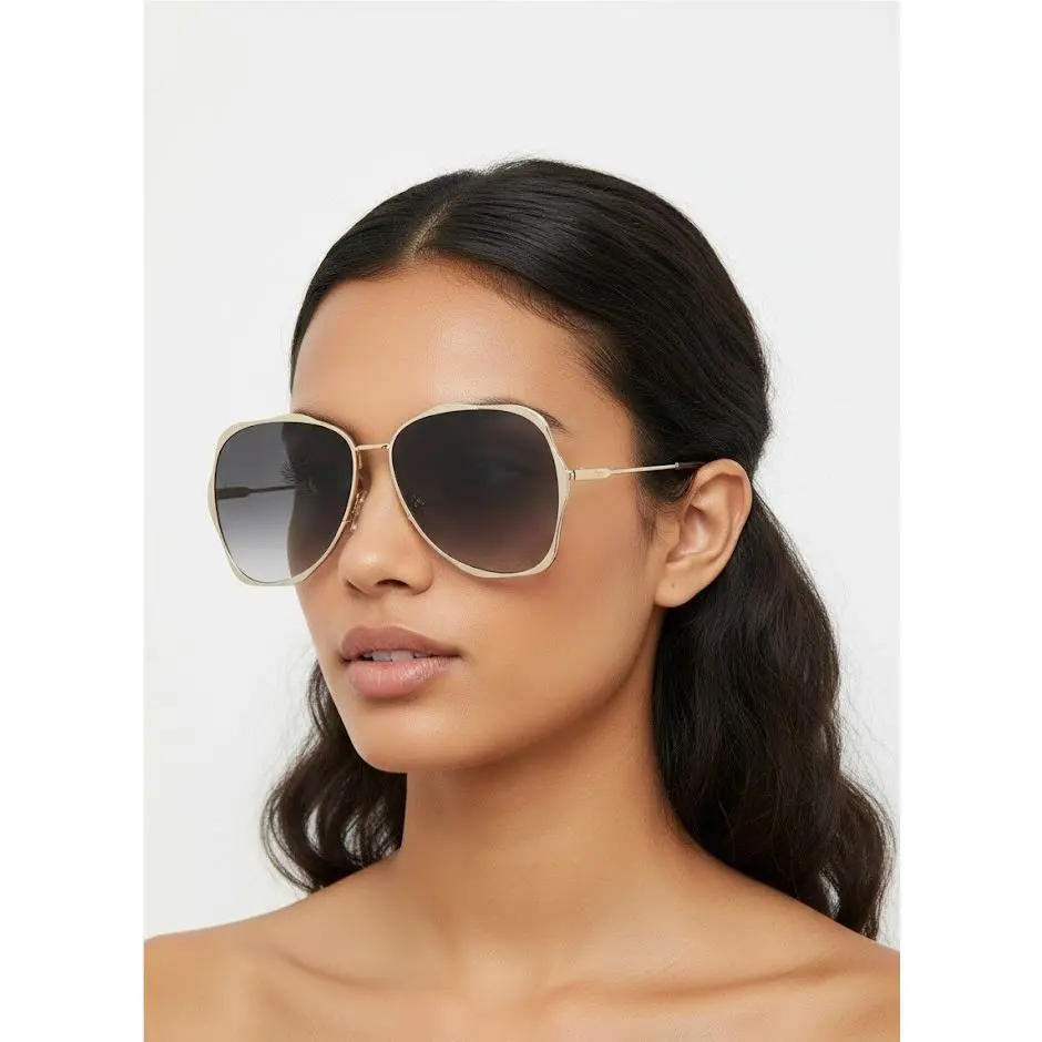 Chloé Women 60mm Wavy Sunglasses Gold Gold Grey