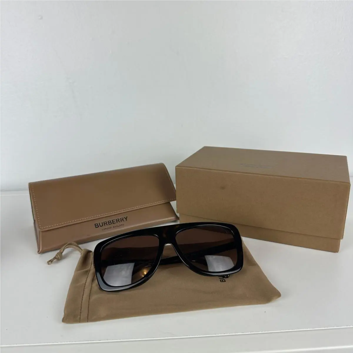 Burberry Womens Joan Square Frame Dark Havana Brown Sunglasses BE4362