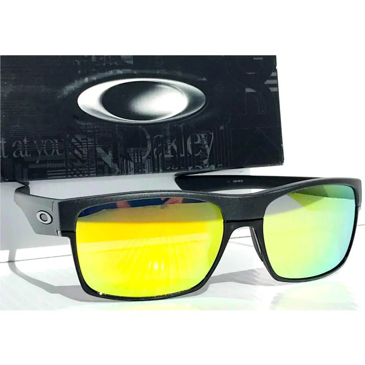 Oakley Two Face Steel Grey Polarized Galaxy Gold Lens Sunglass 9189