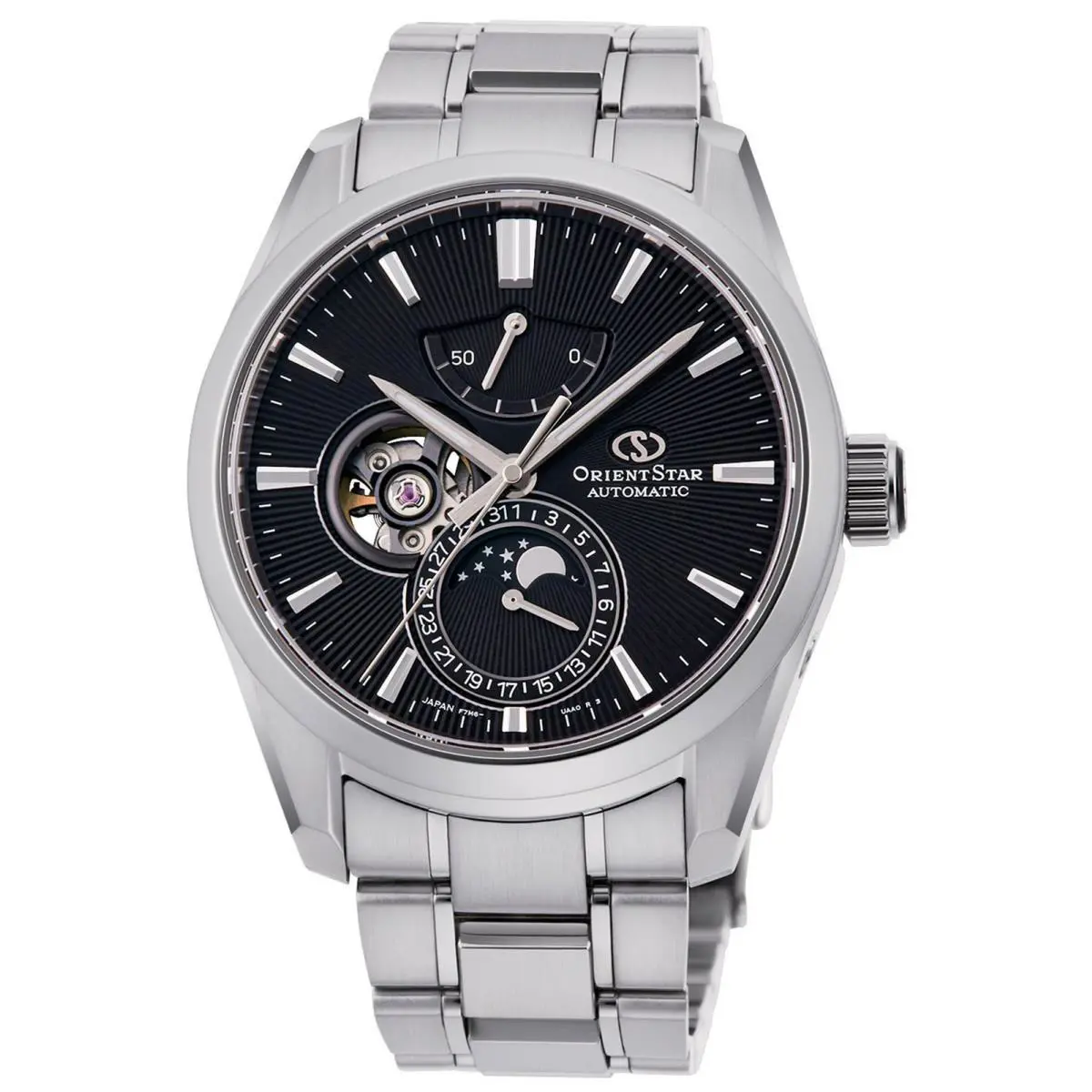 Orient Star Men`s Contemporary 41mm Automatic Watch RE-AY0001B00B - Dial: Black, Band: Silver Tone, Other Dial: Black
