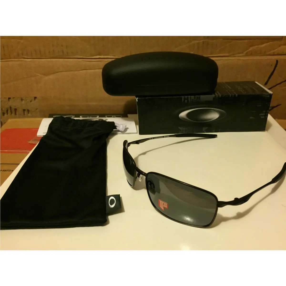 Oakley Ti Square Wire Pewter Titanium / Black Iridium Polarized OO6016-02