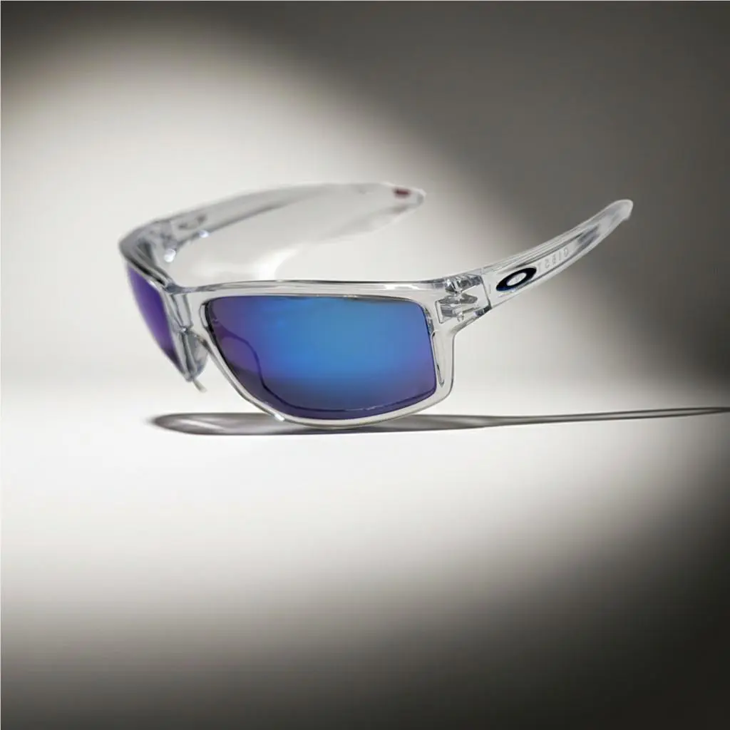 Oakley Gibston XL Sunglasses Clear Frame Prizm Sapphire Polarized Lens