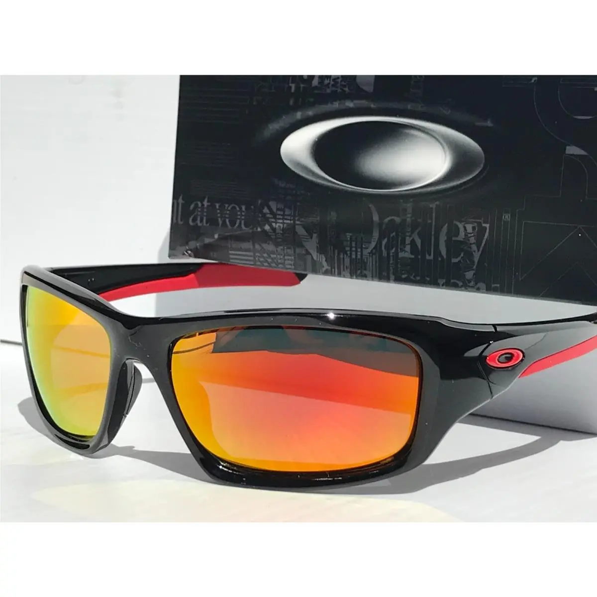 Oakley Valve Shiny Black Ducati Red Polarized Galaxy Ruby Mirror Sunglass 9236