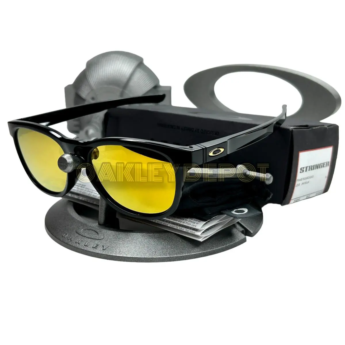Oakley Stringer 009315 Polished BLACK/24K Iridium Sunglasses 147 - Frame: POLISHED BLACK, Lens: 24K