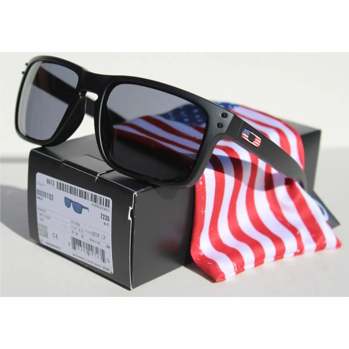 Holbrook Sunglasses Matte Black/grey Usa Flag Rare OO9102-E6 by Oakley