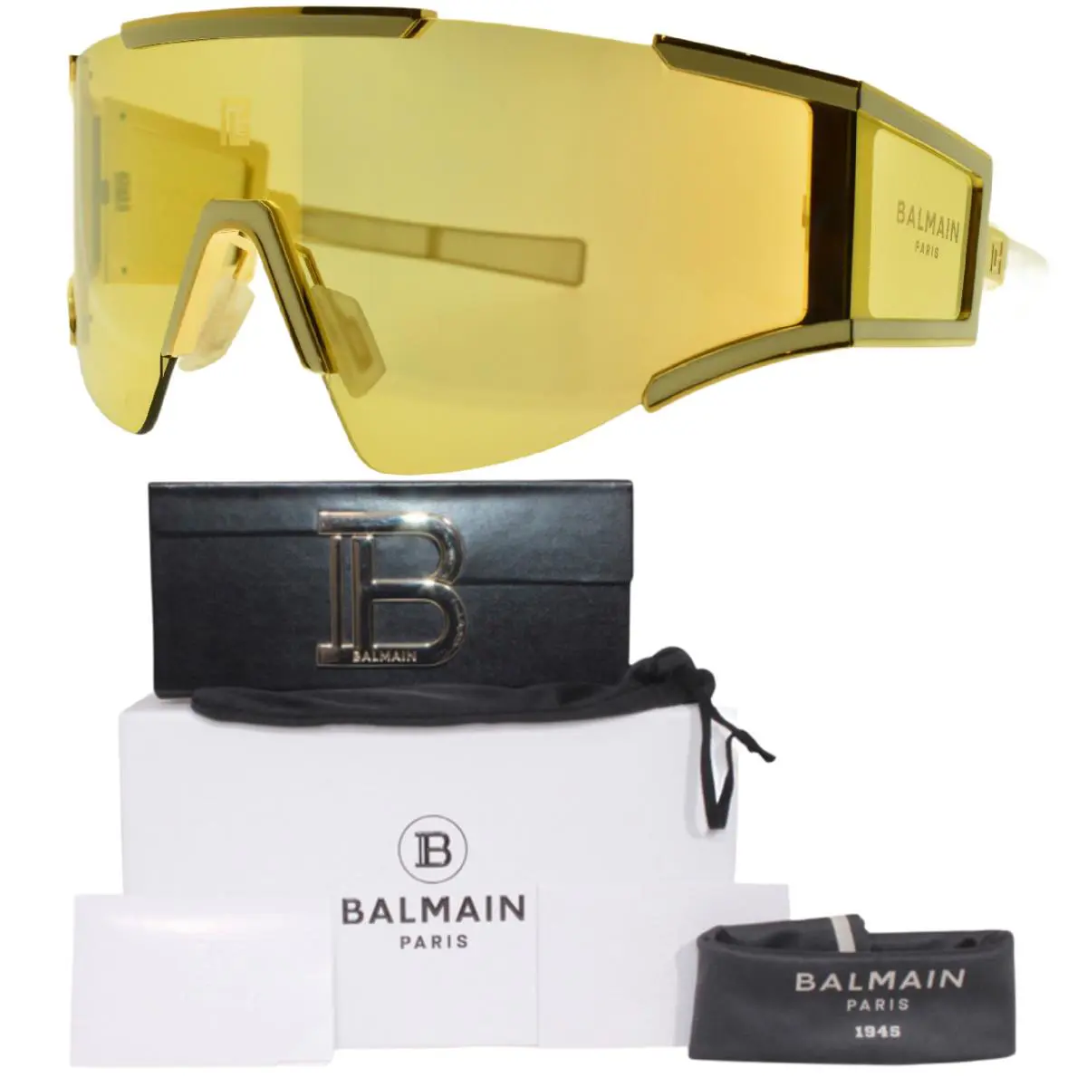 Balmain Fletch BPS-138B-141 59-18-130 Gold Ivory Shield Semirimless Sunglass